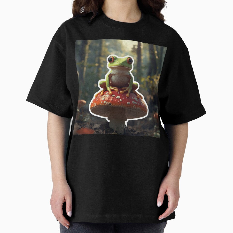 Cute Frog on Mushroom  Kawaii Forest Aesthetic by MiniPrintMagic