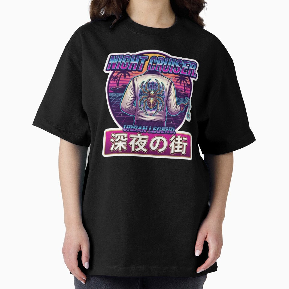 Retrowave Night Cruiser: Neon Spider Jacket & Japanese Aesthetic by Jaroslaw-S