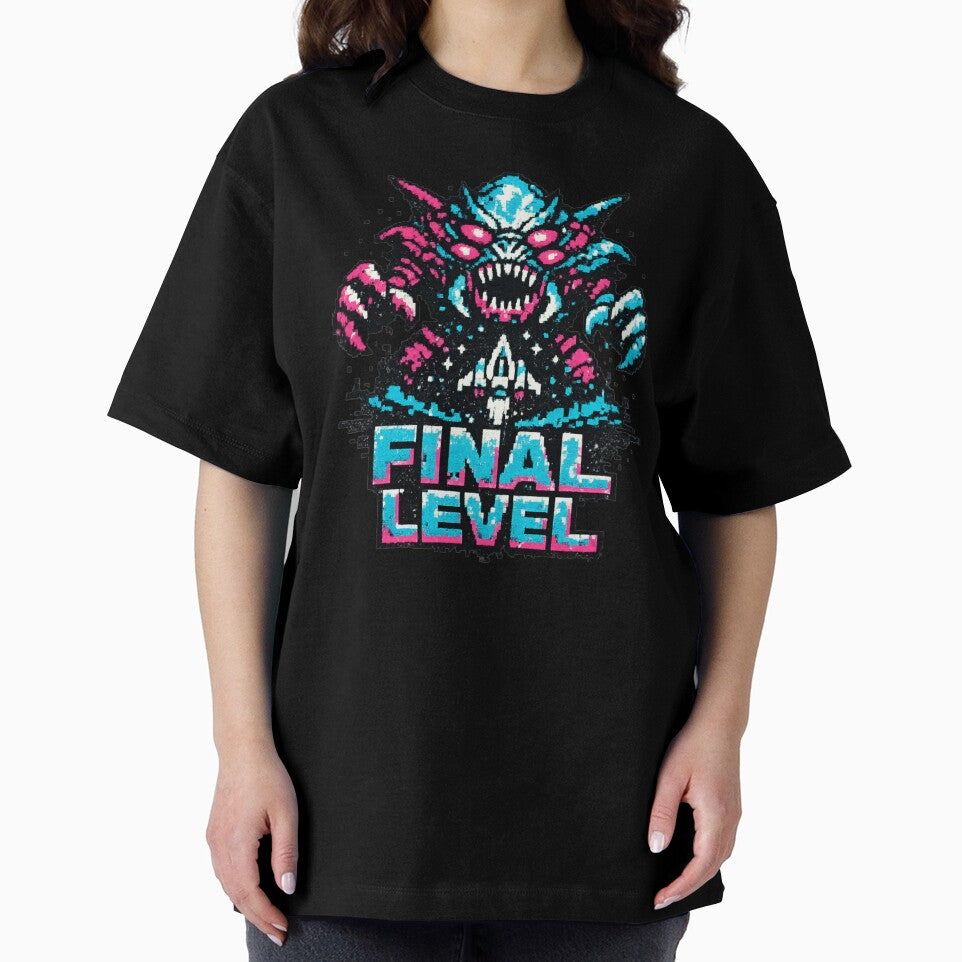 Final Level Neon Boss Monster – Retro Arcade Gaming Design by JonelCrafts