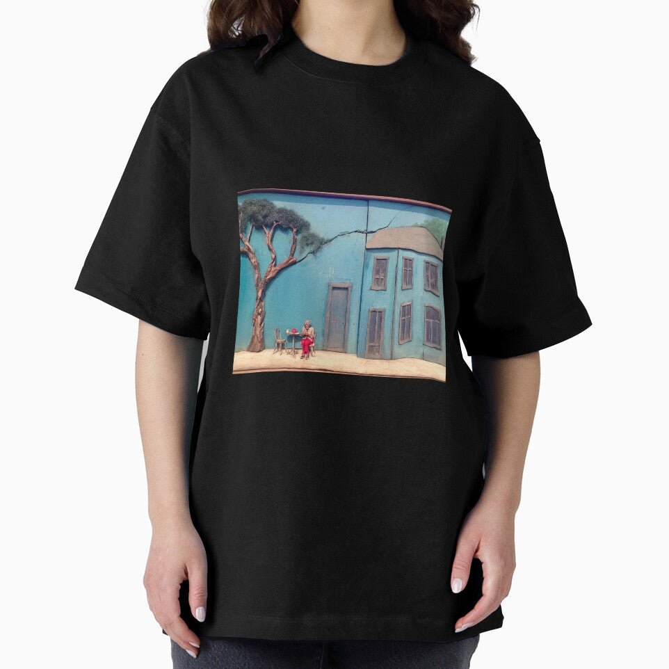 Lonely Old Woman in Crumbling Blue scene by DigitalArtKiosk
