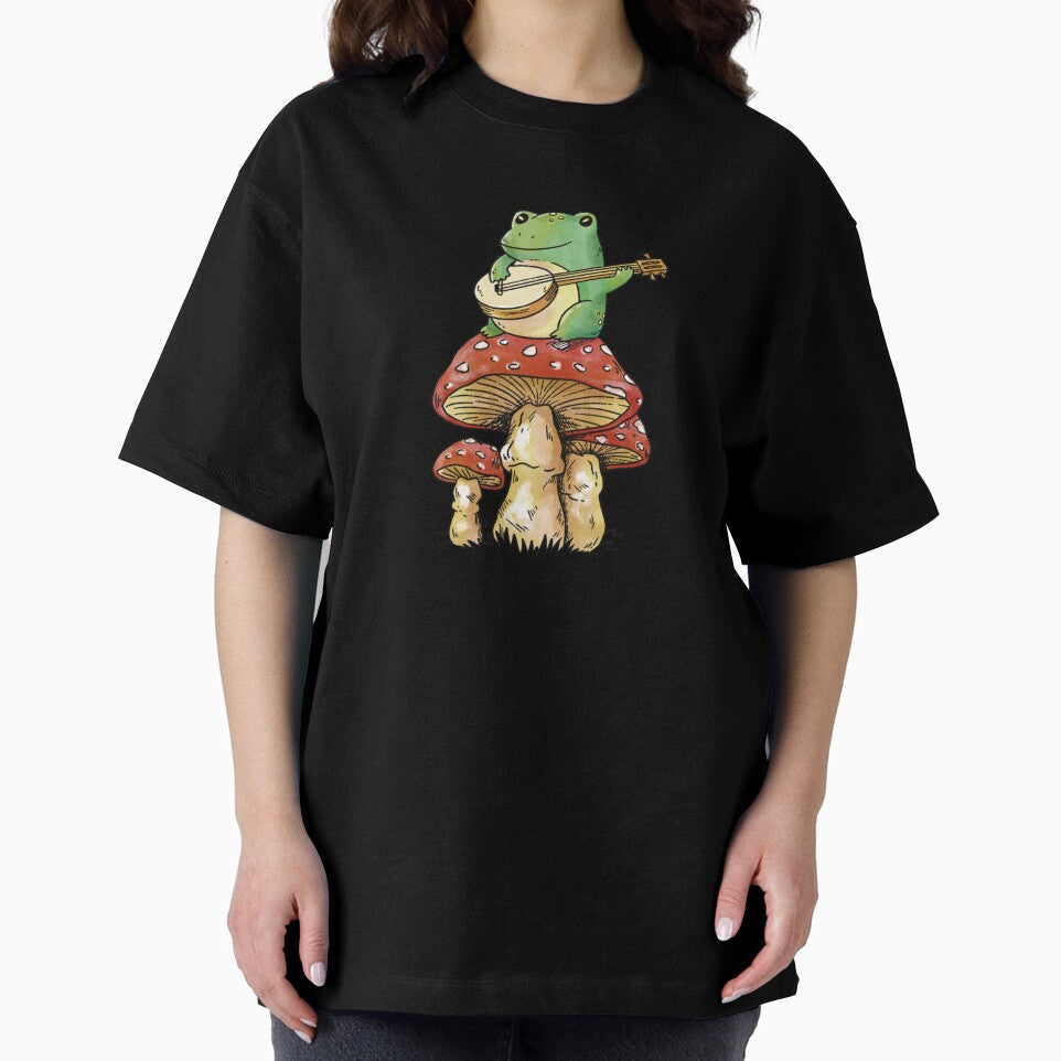 Frog on mushroom with guitar by tayloelectro