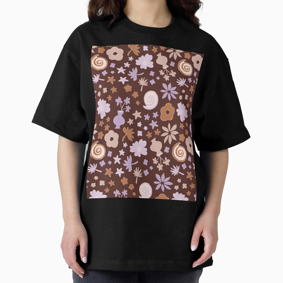 Boho Pastel Lilac Purple Beige Brown Flower Pattern Girls Room by blomastudios