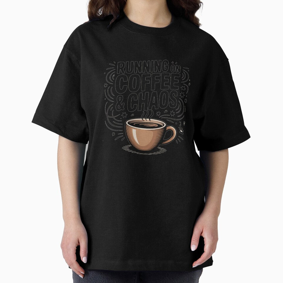 Funny “running on coffe &chaos” t-shirt for coffee lovers. Perfect gift for friends, coworkers, or baristas. Comfortable, casual, and full of humor. by KiciKi