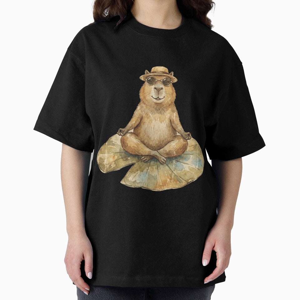 Zen Capybara Meditation - Watercolor Chill Vibes Art by MaynyStudio