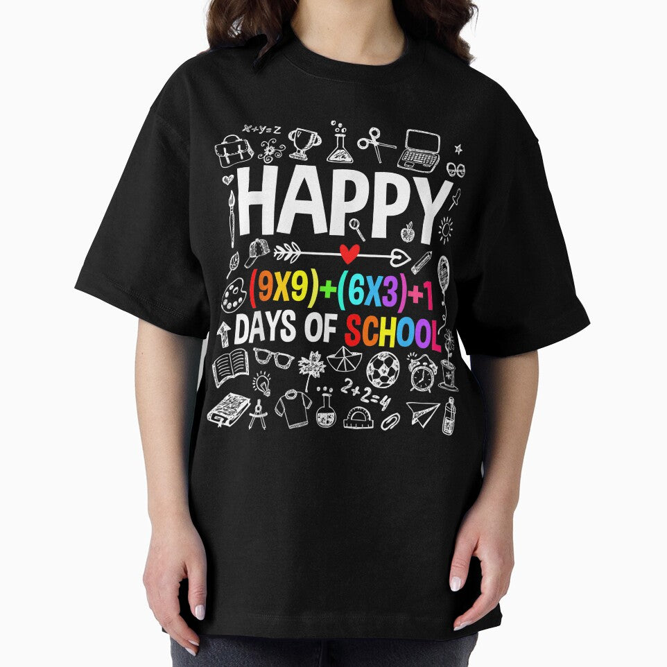 Funny Happy 100 Days of School Math Teacher Girl Boy by PedroxFigueroa