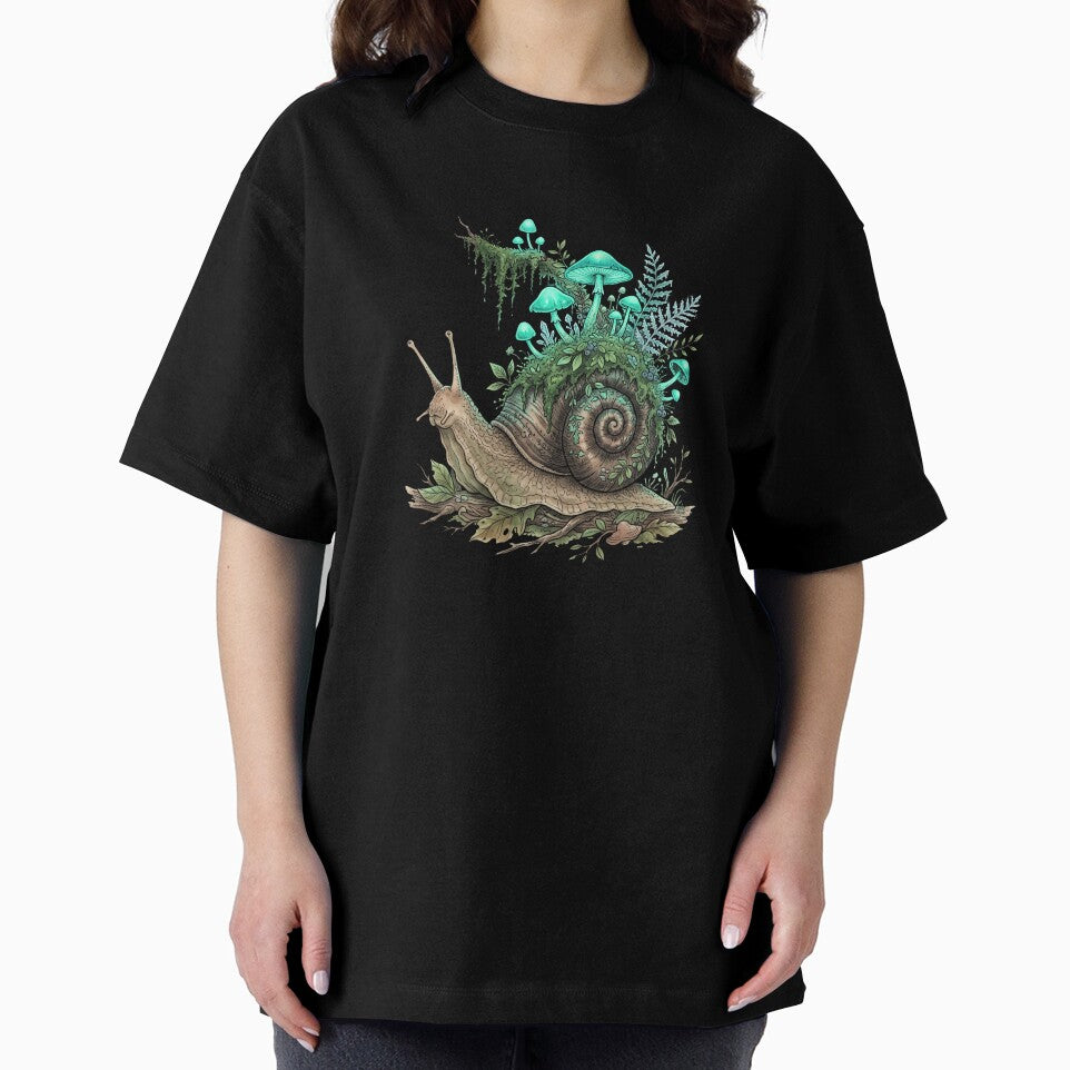 Glowing Mushroom Snail Mystical Forest Botanical Art by Ortsas