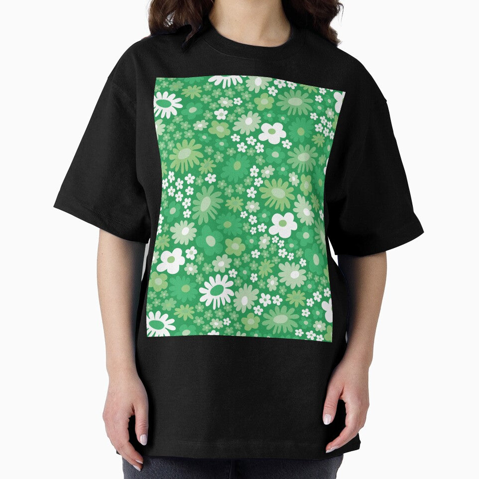 pastel green 60s retro flower power, light green, 60s groovy pattern, hippie flowers by blomastudios
