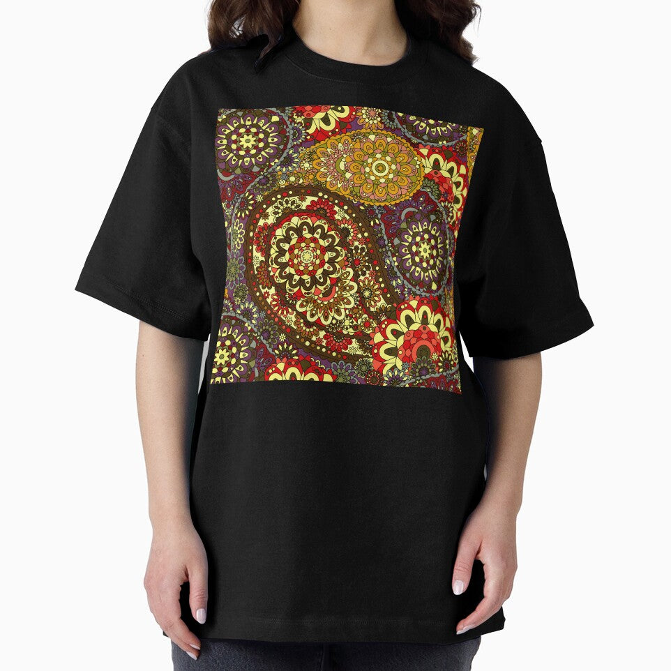 Retro 1960's Paisley Red And Yellow Hippie Pattern by DEC02