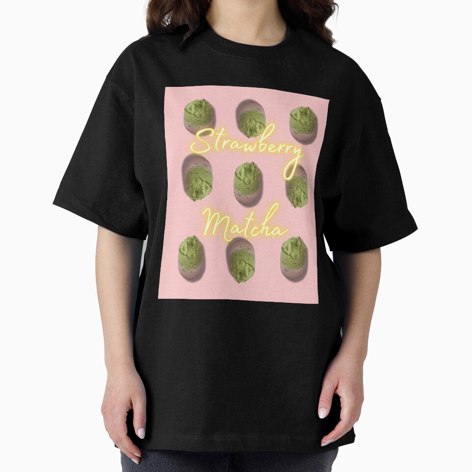 strawberry matcha aesthetic drink pattern design by Thetdesigns