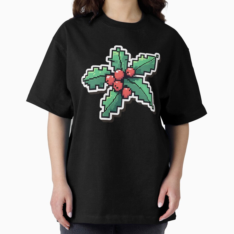 Cute Pixel Holly Leaves with Red Berries by BankMano