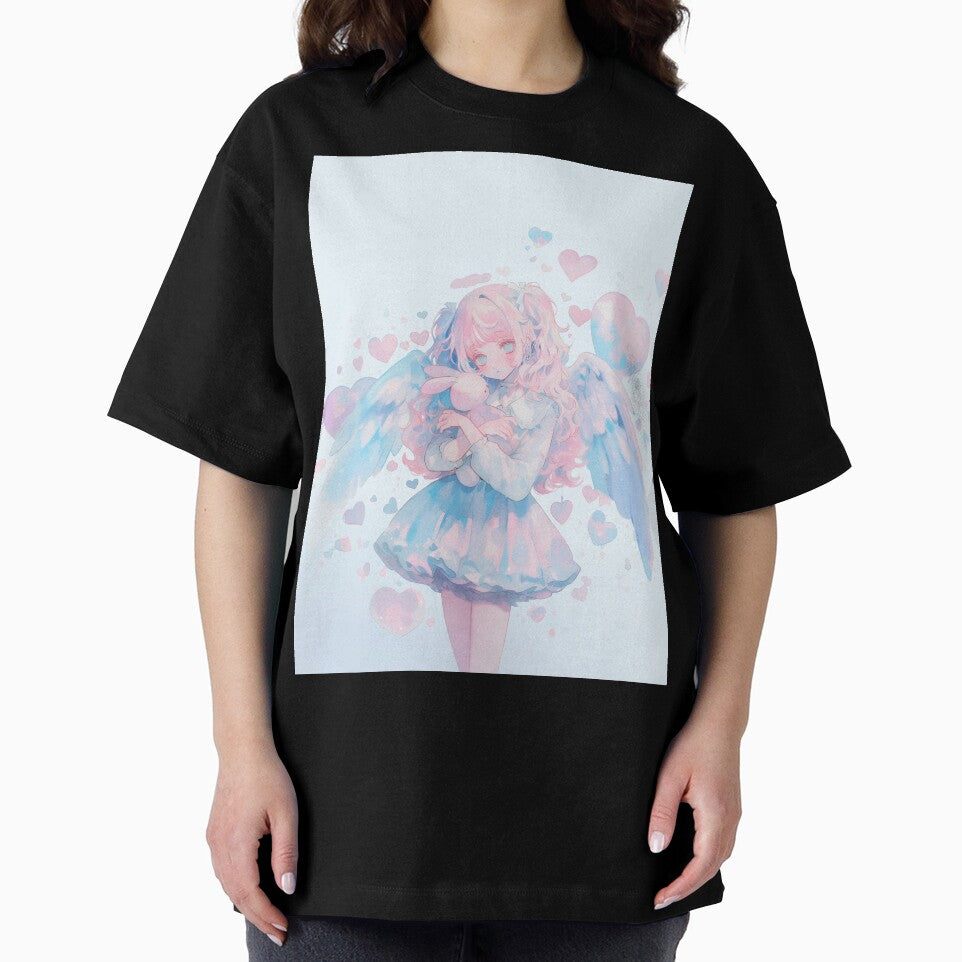Soft Pastel Angel Girl with Wings and Bunny - Kawaii Aesthetic Art by Kawai Anime Shop