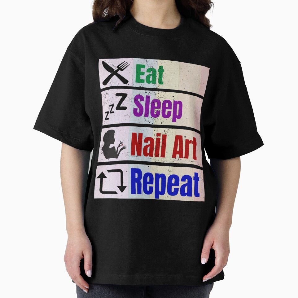 Eat Sleep Nail Art Repeat Funny Nail Hustler Tech Techniques Boss Polish Beauticians Salon Décor by Dr.YesOrNo