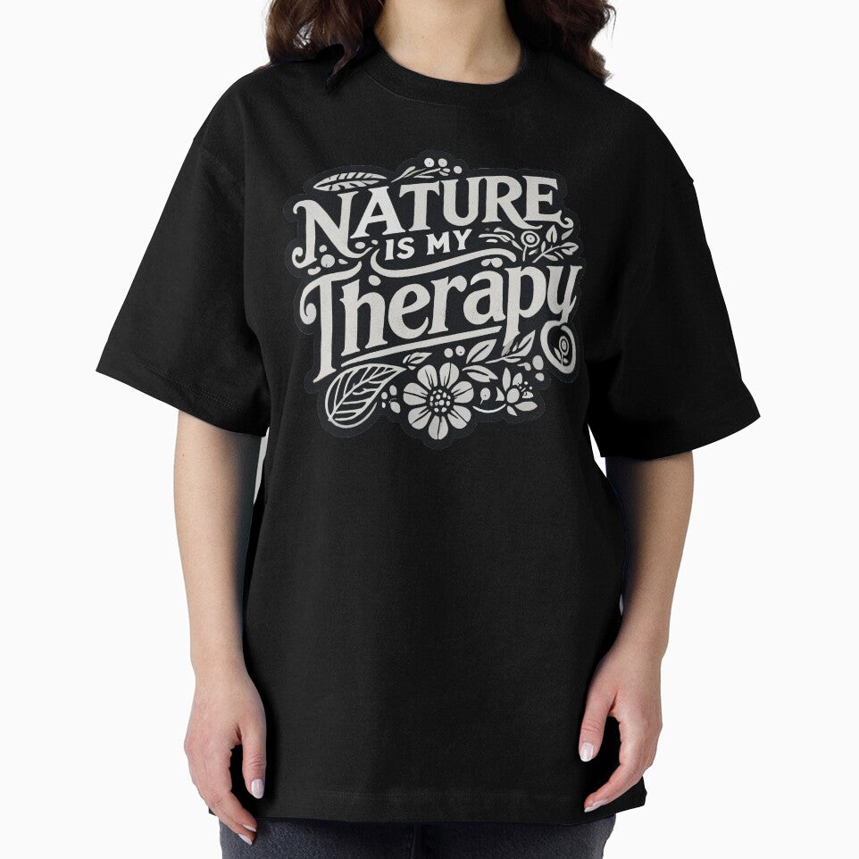 Nature is My Therapy Elegant Monochrome Floral Art by QuirkPrint
