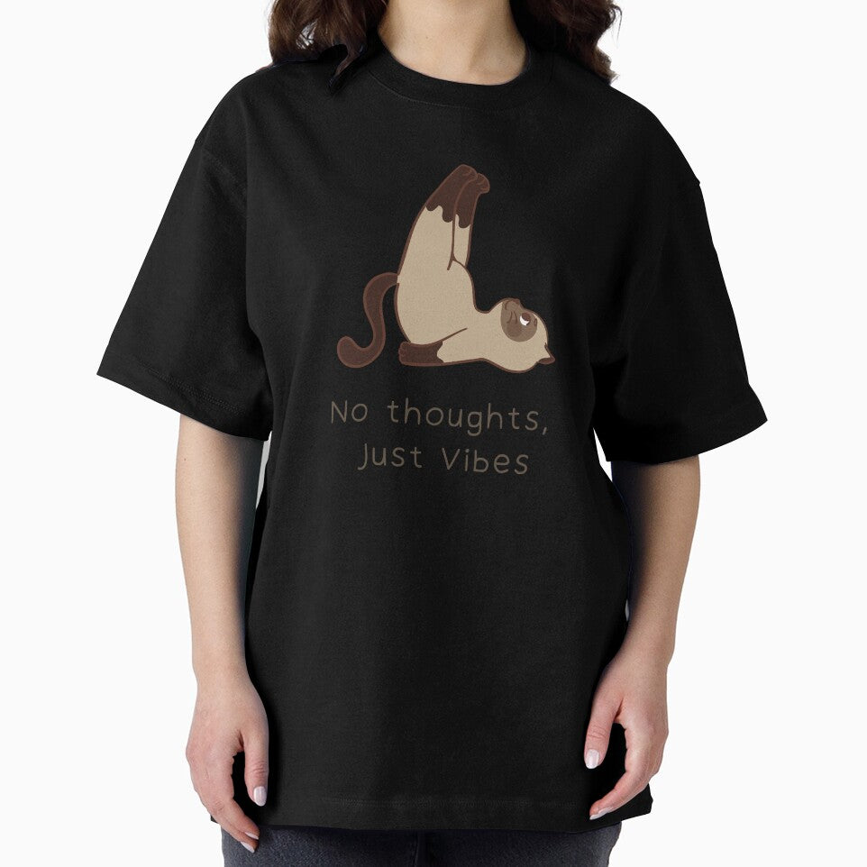 No Thoughts, Just Vibes Cat Yoga Meme by BrainyLingo