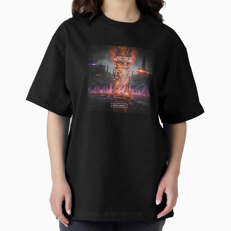 Digital Genesis: Cybernetic Pillar & Industrial Code Art by codex antique