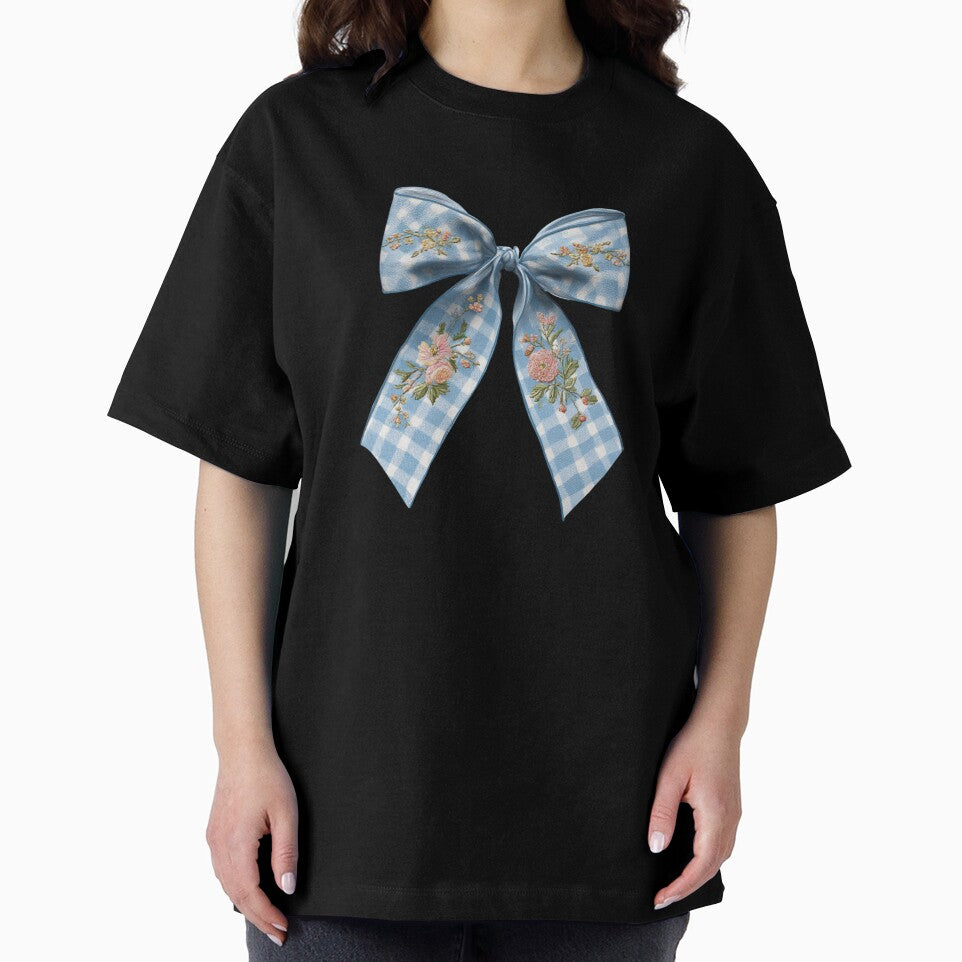Blue bow with pink flowers by MendaciousMina