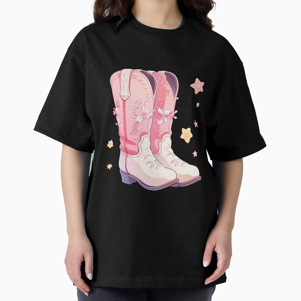 Cute Hot Pink Cowgirl Boots with Stars by CozyKawaiiArt
