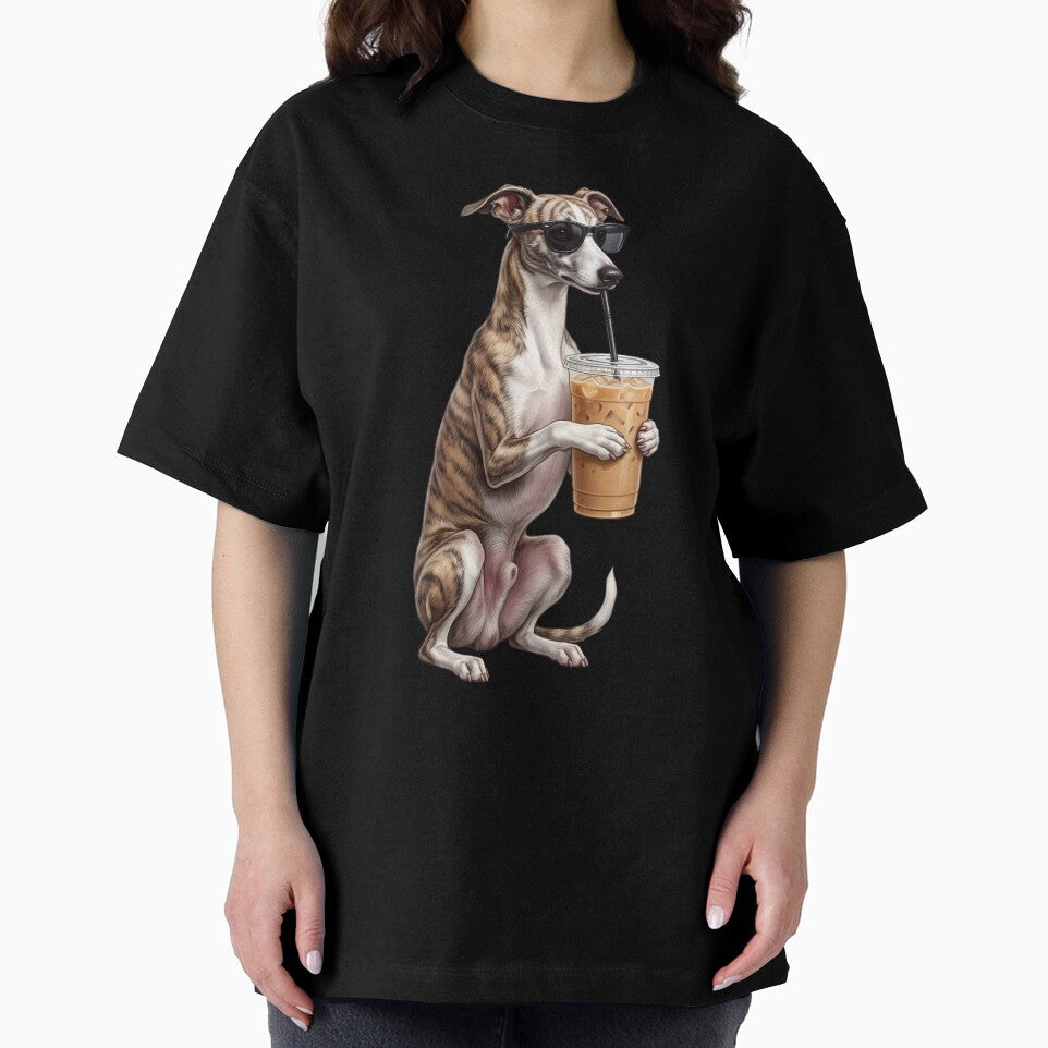 Funny Whippet Drinking Iced Coffee Meme Dog Lover by TerryConnells
