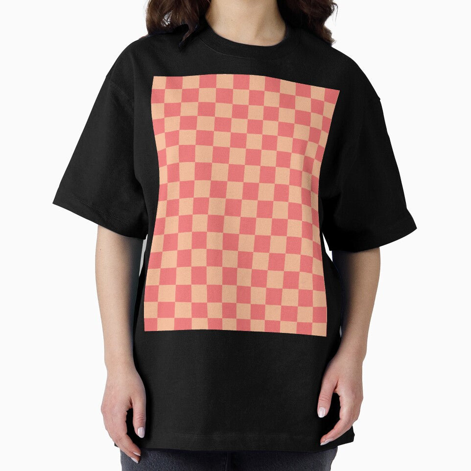 Peach Pink Apricot Blush Checkered Check Checkerboard Pattern by kierkegaard