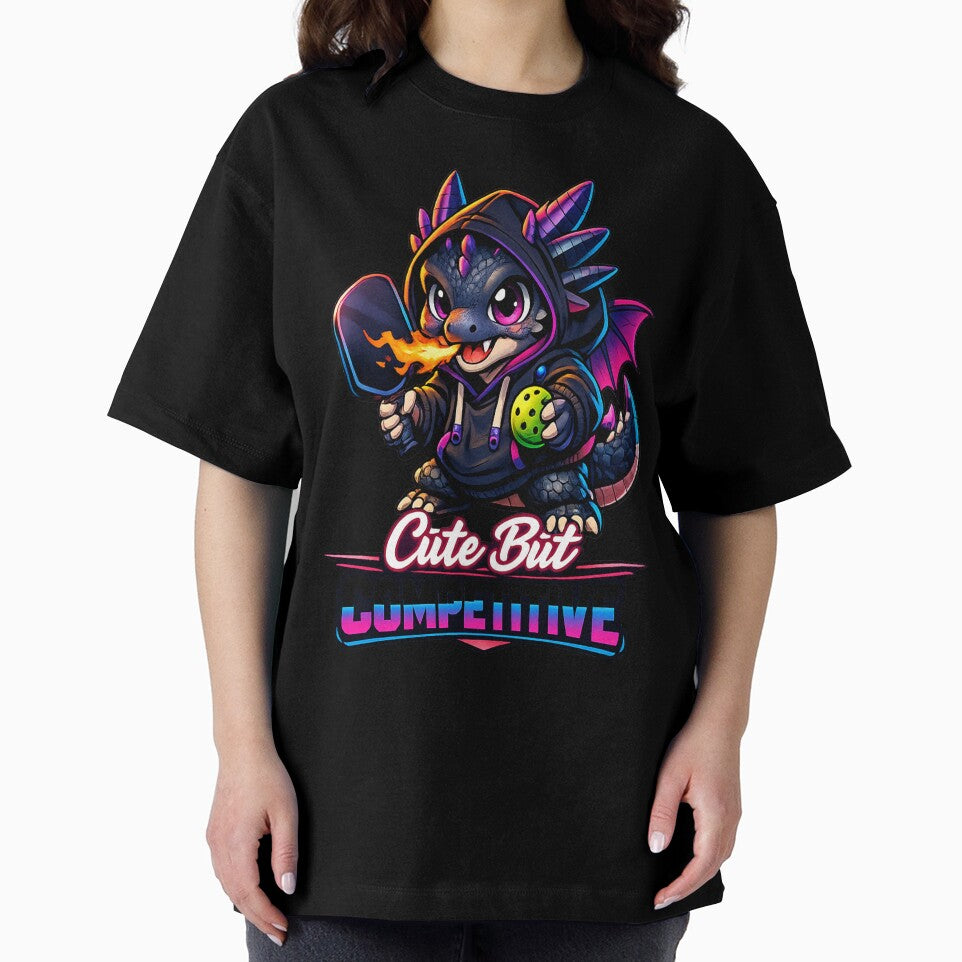 Cute But Competitive Dragon Pickleball Fire Neon Art by Xemora