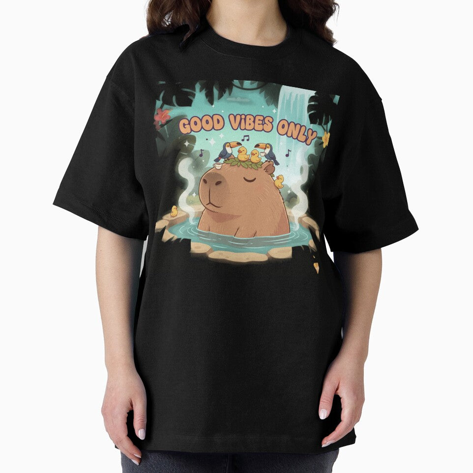 ​Chill Capybara in Hot Spring Good Vibes Only by Irinuca Gifts