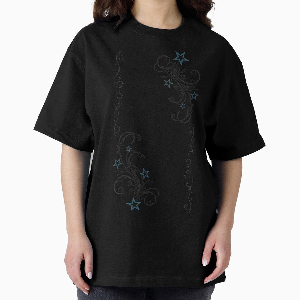y2k black and blue vector flourish with stars by BrontesWhimsyStore