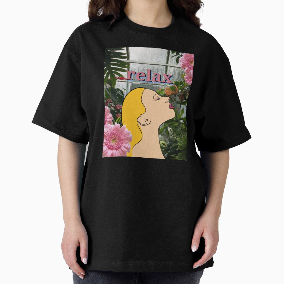 Human Face Profile with Tropical Plants & Pink Daisy Flowers by 10pmCreations
