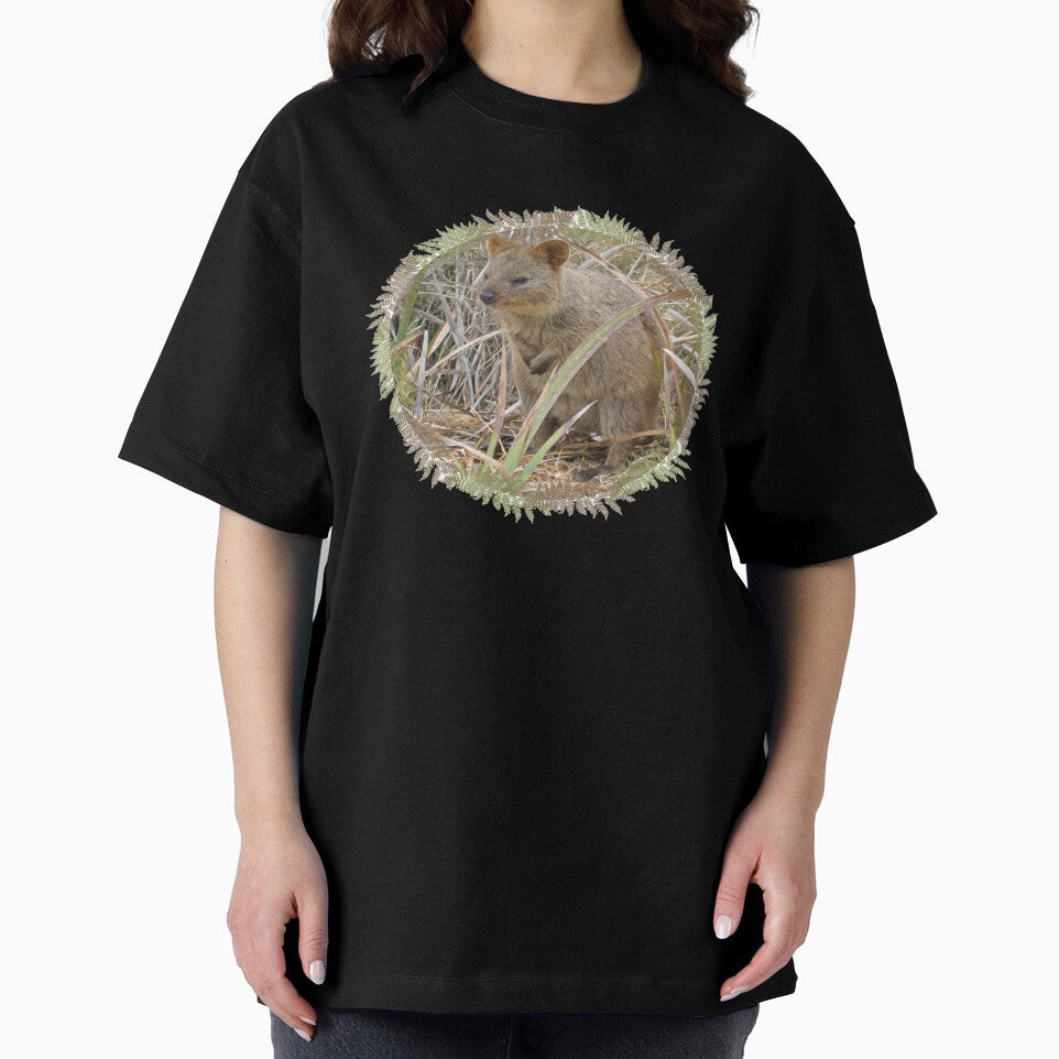 Cute Happy Quokka With Leave Round Circle Border by mewsis