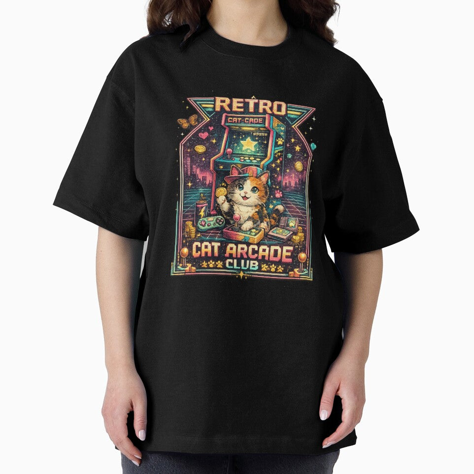 Retro Pixel Cat Arcade Club Graphic Shirt by KinLost