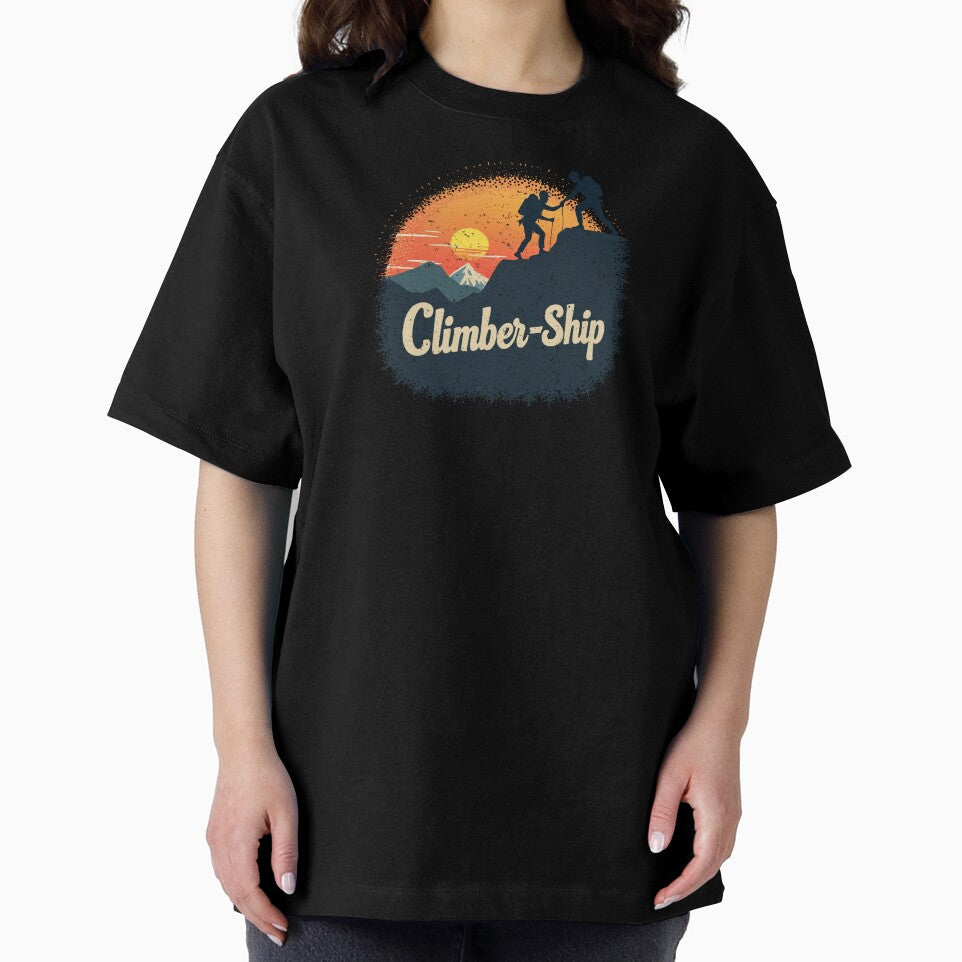 ClimberShip Teamwork Reaches New Heights at Sunset (Washed and Worn Look) by JumpJammiesTees