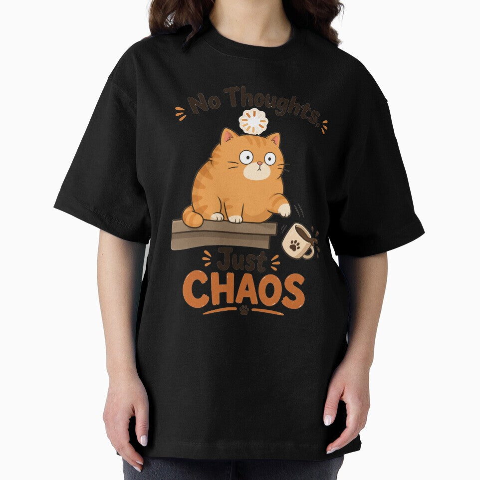 No Thoughts Just Chaos Funny Orange Cat by Inspirahawke