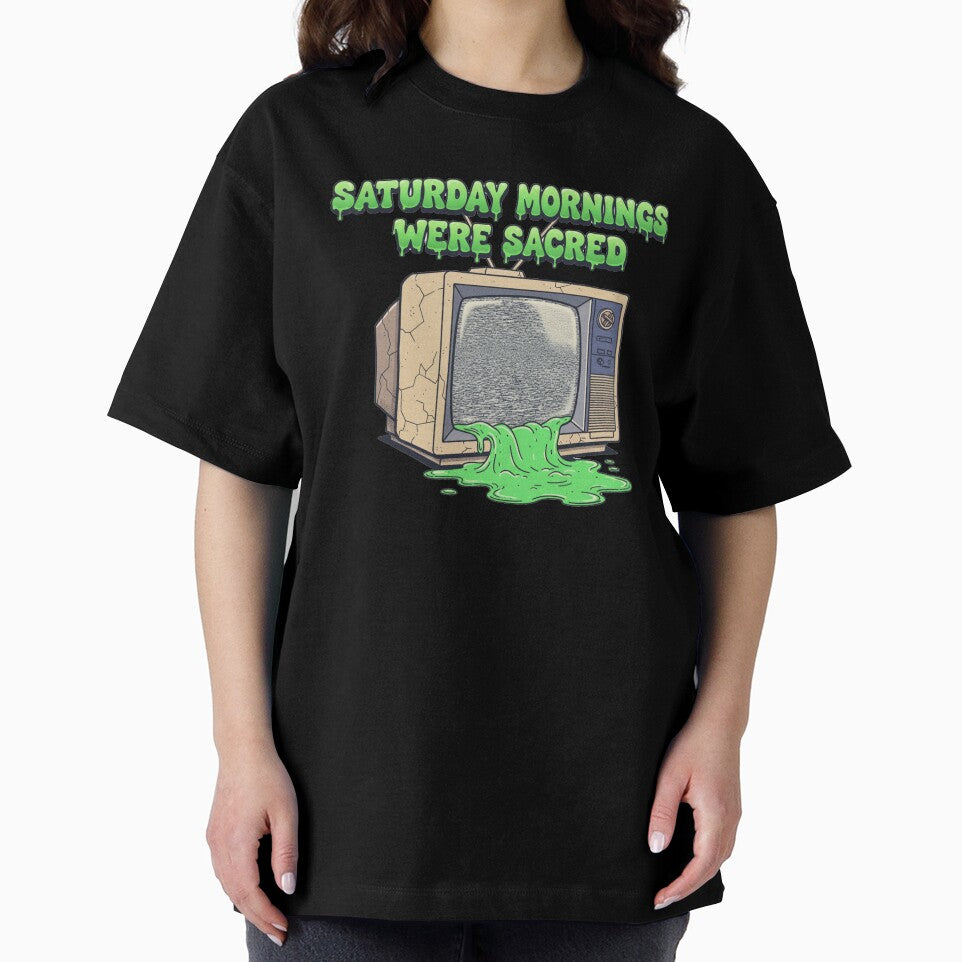 Retro Static 90s Cartoon Vibes - Saturday Mornings Were Sacred by unthinkabletees