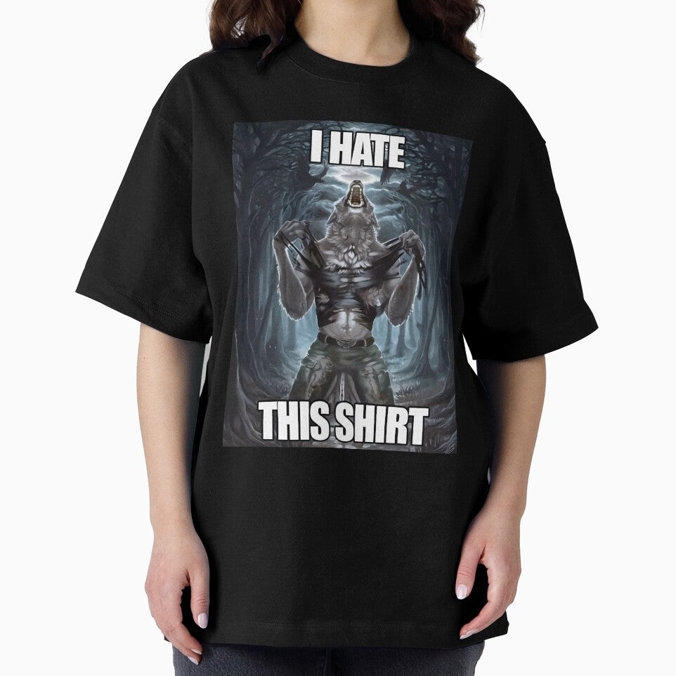 Funny Wolf Ripping Shirt Hate This Meme by fomodesigns
