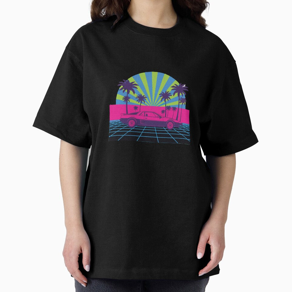 80s Synthwave Retro Car Sunset by AinulArtStor