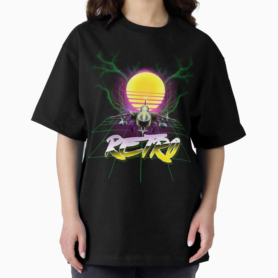 Retro Synthwave Jet - 80s Aesthetic T-Shirt Design by greenstar21