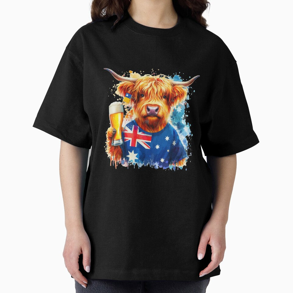Scottish Highland Cow in Australia Colorful Watercolor by MaedK