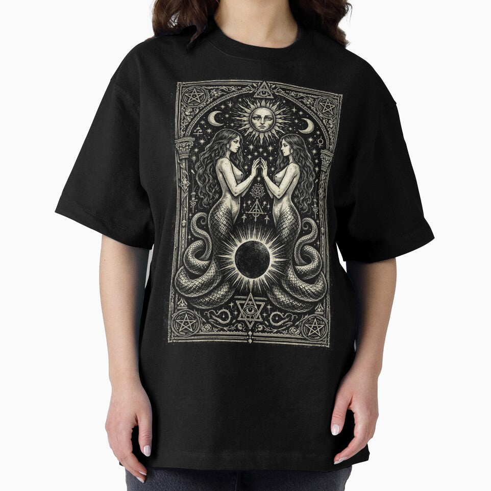 Serpent Twin Priestess – Dark Occult Eclipse Shirt by wanado