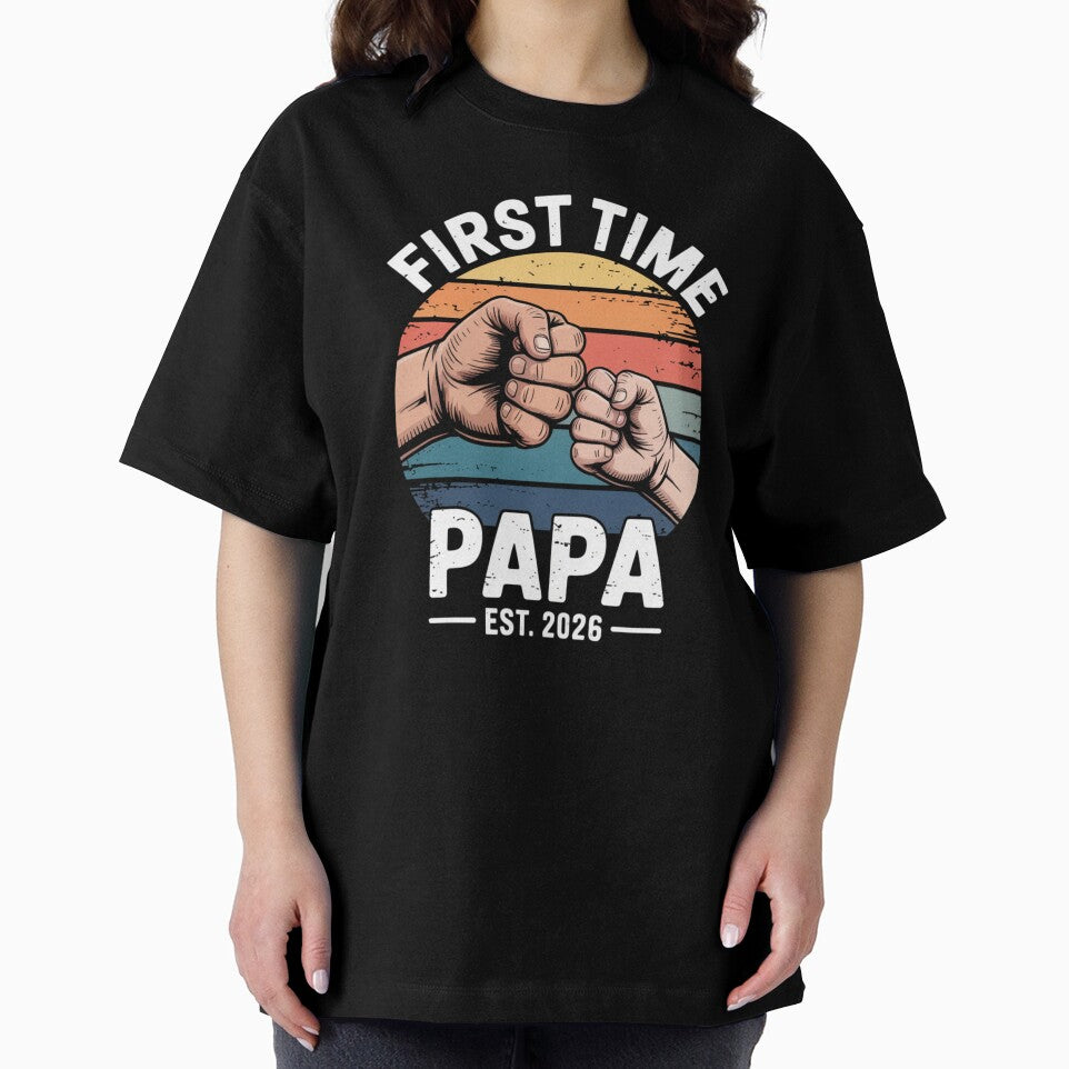 First Time Papa Est 2026 Retro New Papa Announcement Fist Bump by Gogetgiggles