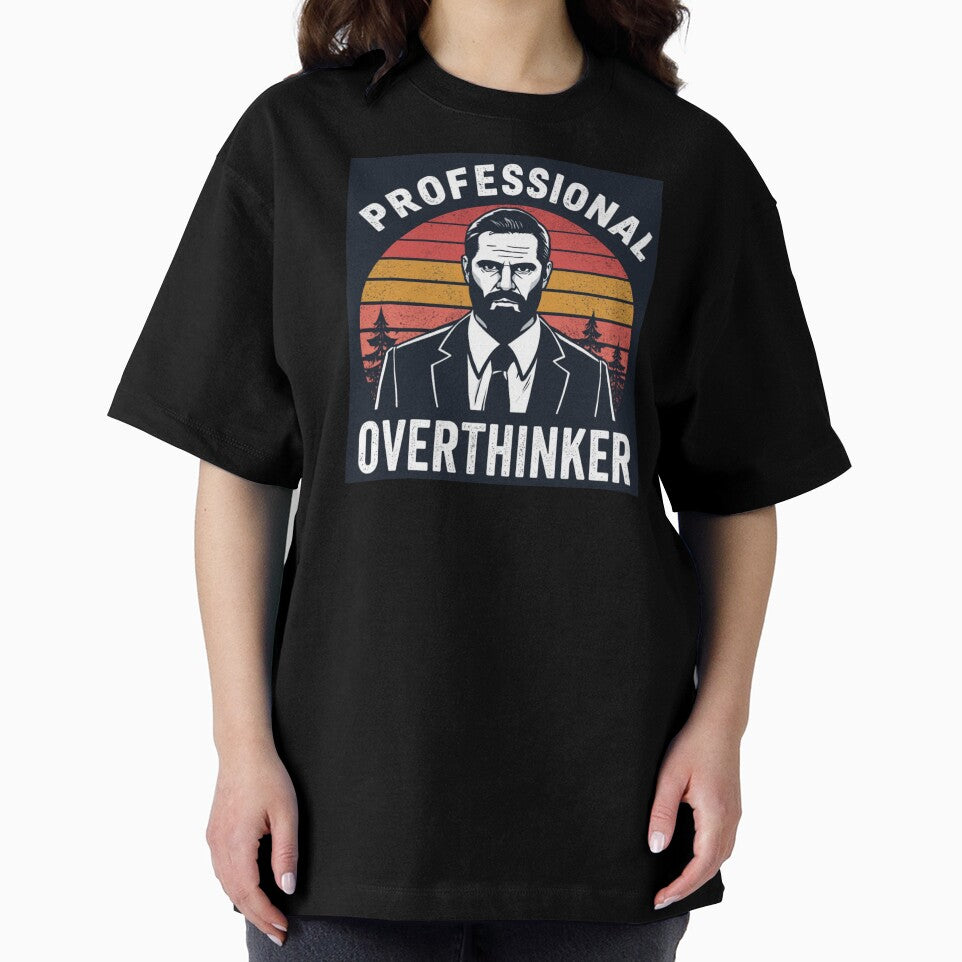 Professional Overthinker - Retro Sunset Business Man by LittleDreamInk