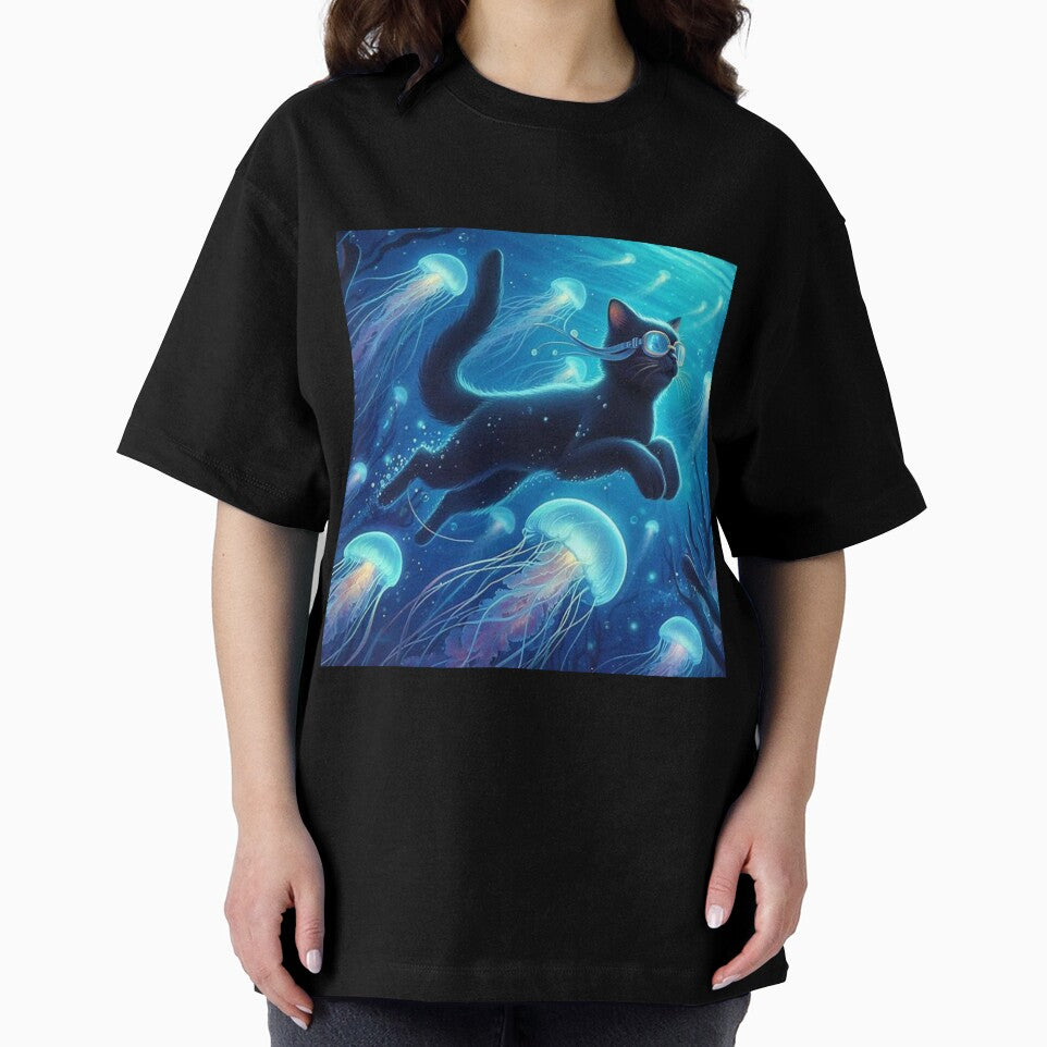 jellyfish light the way for black cat's swim by Zelda50