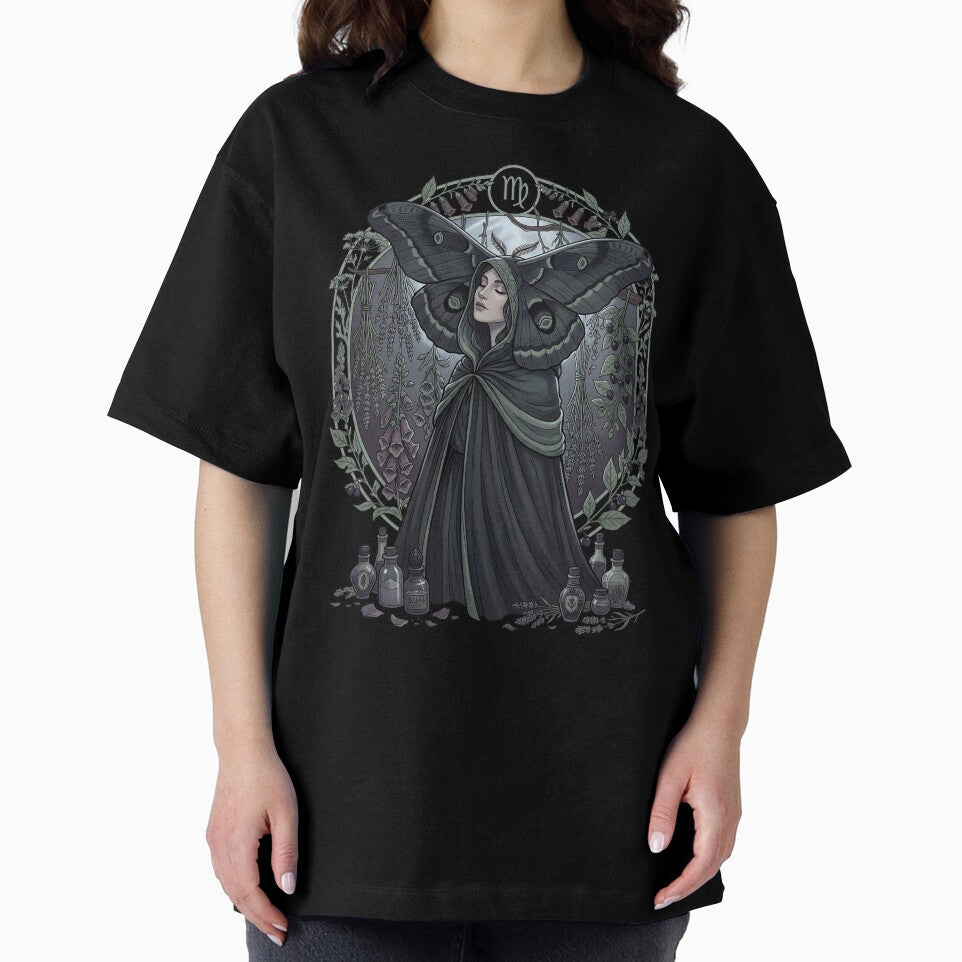 Virgo Whimsigoth Zodiac Art — Dark Botanical Earth Sign Astrology Design by DriftingDoodle