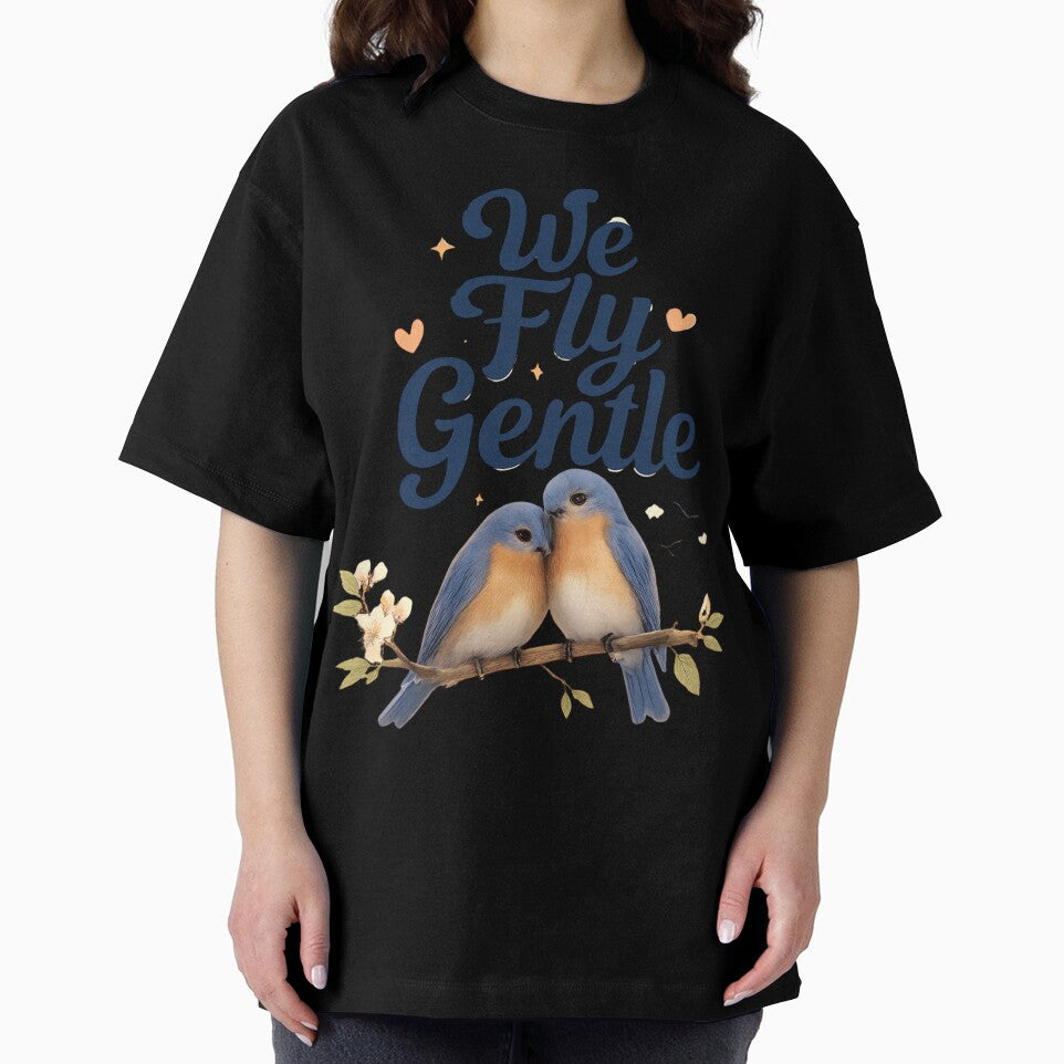 We Fly Gentle, Romantic Bluebird Cloud Aesthetic Design by JagrDesigns