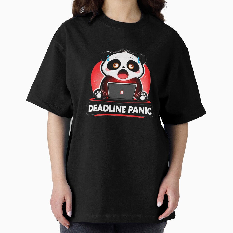 Deadline Panic Cute Panda – Funny Student Stress Sticker by snaperos