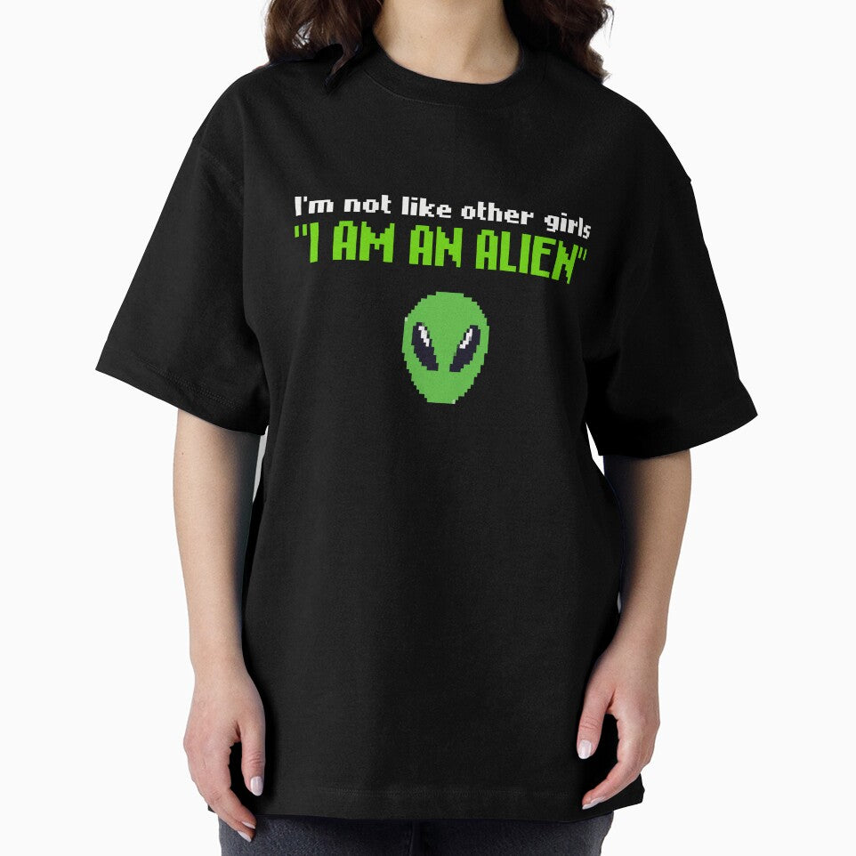 I'm not like other girls, i am an alien, Pixel Art funny meme, im not like other girls, 80s Retro aesthetic / green and white text by SoloAutenica