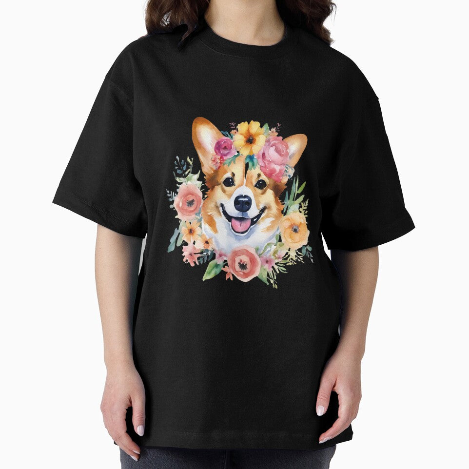 Watercolor Flower Corgi by CharmStudio