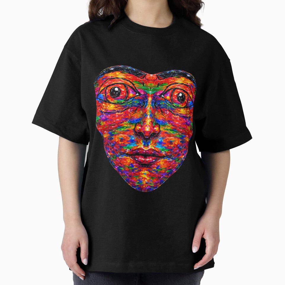 Psychedelic Cosmic Face – Neon Abstract Portrait Art | Trippy Surreal Mask Design by BigBobInk