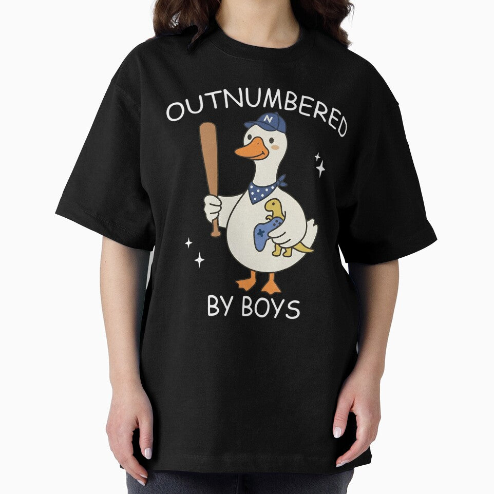 Outnumbered By Boys Cute Duck Baseball Gamer Dinosaur Mama by haitrieuic96