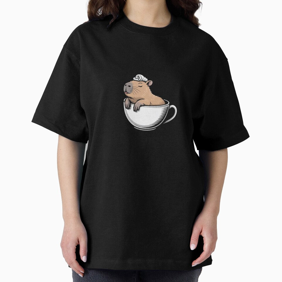 Zen Capybara Chilling In Mint Teacup Funny Art by Mr-wow
