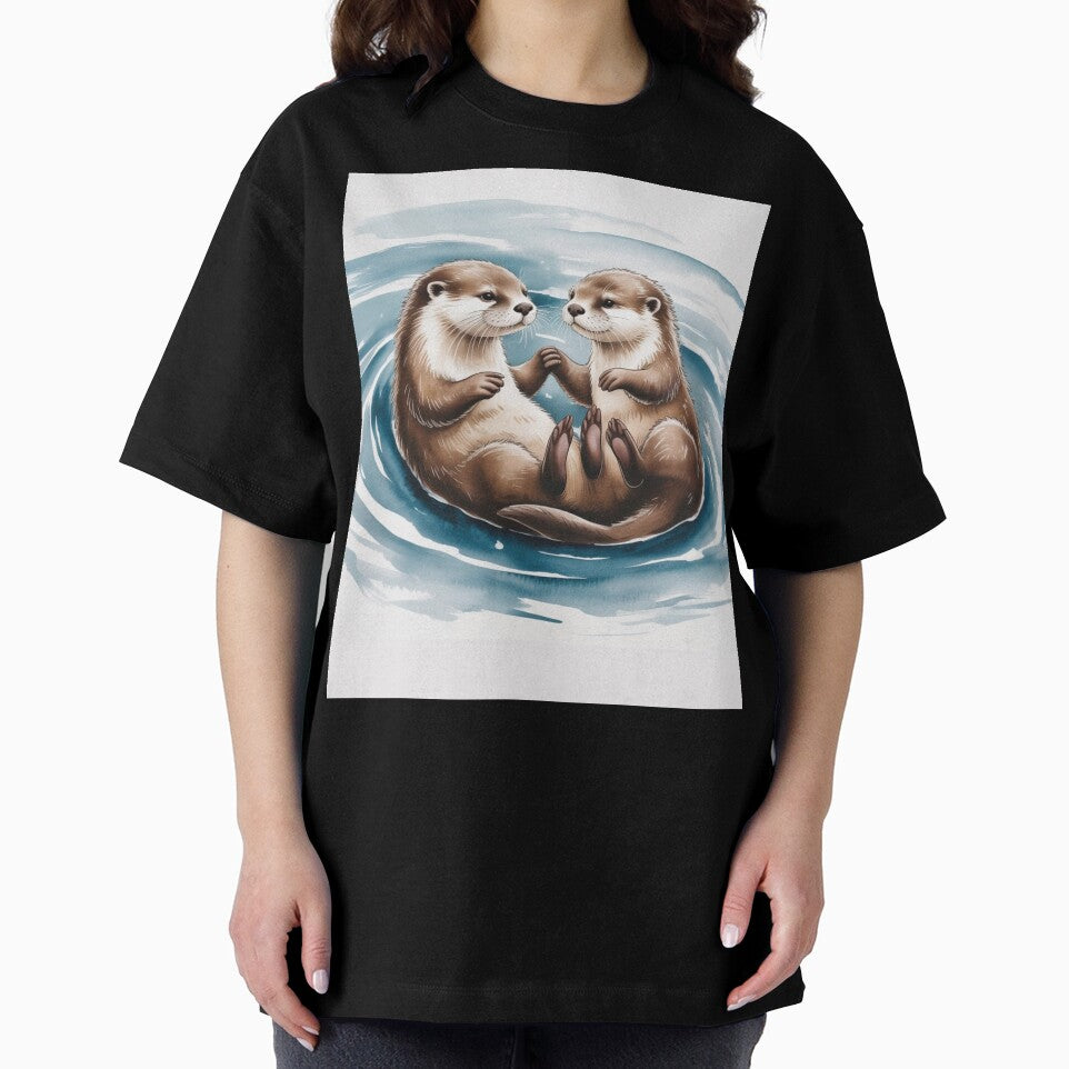 Otters Holding Hands - Cute Otters Gift Idea by Versik-