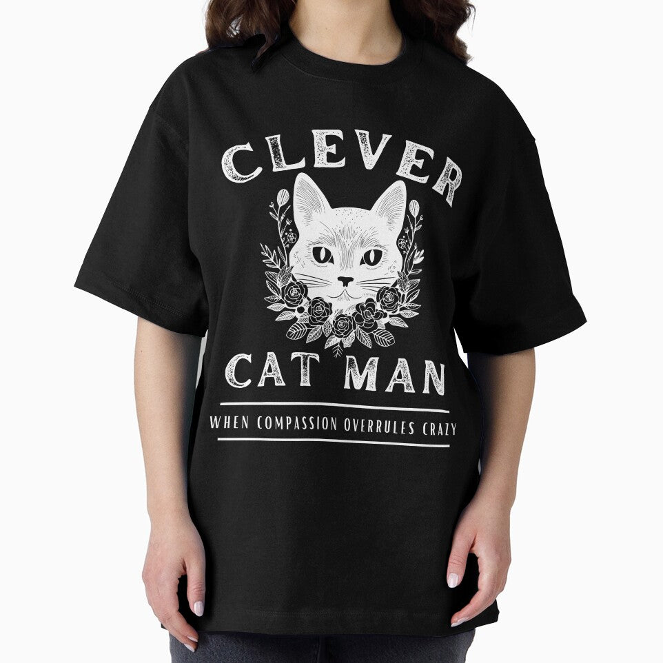 Clever Cat Man (not crazy) - White Print by DPingBirdie